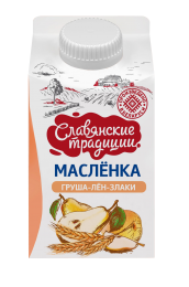 Напиток кисломолочный "Маслёнка" на основе пахты с фруктовым наполнителем "Груша-лён-злаки" 1,5% 0,5 кг 