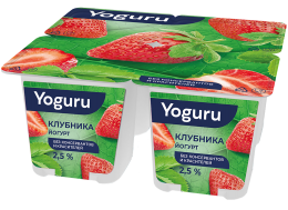 Ёгурт 2,5% 125 г з напаўняльнікам "Клубніцы"