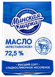 Масла "Сялянскае" салодкасметанковае несалёнае 72,5% 180 г