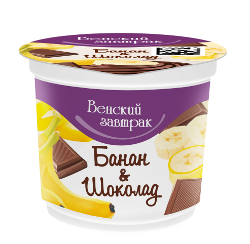 Дэсерт тварожны "Венскі сняданак" 4% 150 г з напаўняльнікам "банан-шакалад"