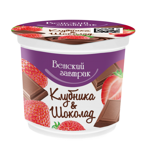 Дэсерт тварожны "Венскі сняданак" 4% 150 г з напаўняльнікам "клубніцы-шакалад"