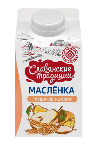 Напиток кисломолочный "Маслёнка" на основе пахты с фруктовым наполнителем "Груша-лён-злаки" 1,5% 0,5 кг 