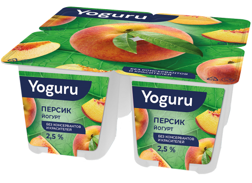 Йогурт 2,5% 125 г с наполнителем "персик"
