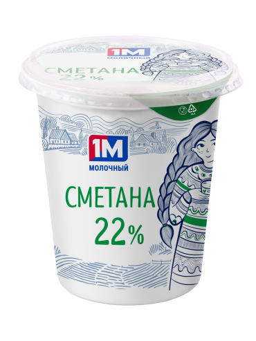 Сметана "1М Молочный" 22 %  380г