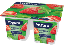 Йогурт 2,5% 125 г с наполнителем "клубника"