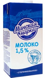 الحليب المعقم  من العلامة التجارية ''ماركة مينسك''  من حجم ١ليتر مع نسبة ٣،٢% من الدهون