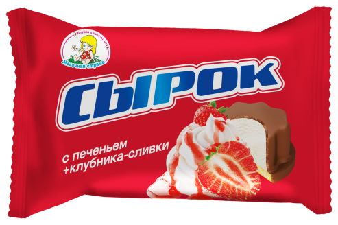 Сырок глазированный 20% 40 г с печеньем и начинкой "клубника со сливками"